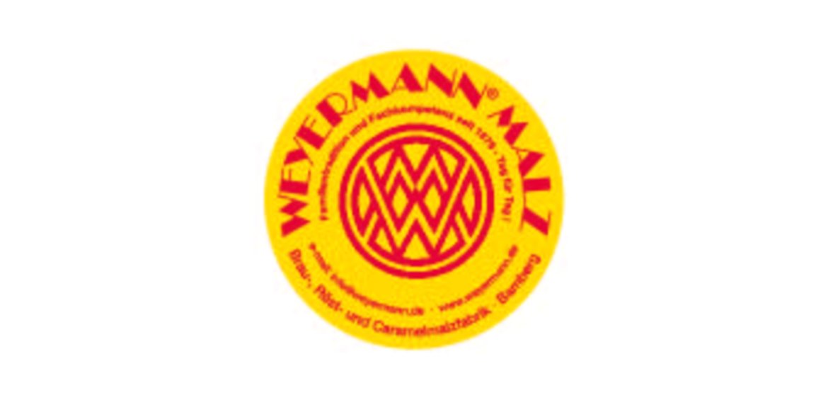 Das Bild zeigt ein Logo der Marke "Weylmann Malta".

Alternative Bildbeschreibung: Ein roter und gelber Kreis mit einem stilisierten Muster in der Mitte sowie dem Schriftzug „Weylmann Malta Malz“ in gelben Buchstaben auf rotem Hintergrund.